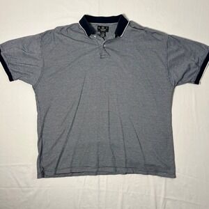 J. Riggins Sportswear Mens XL Navy White Houndstooth Mercerized Cotton Polo